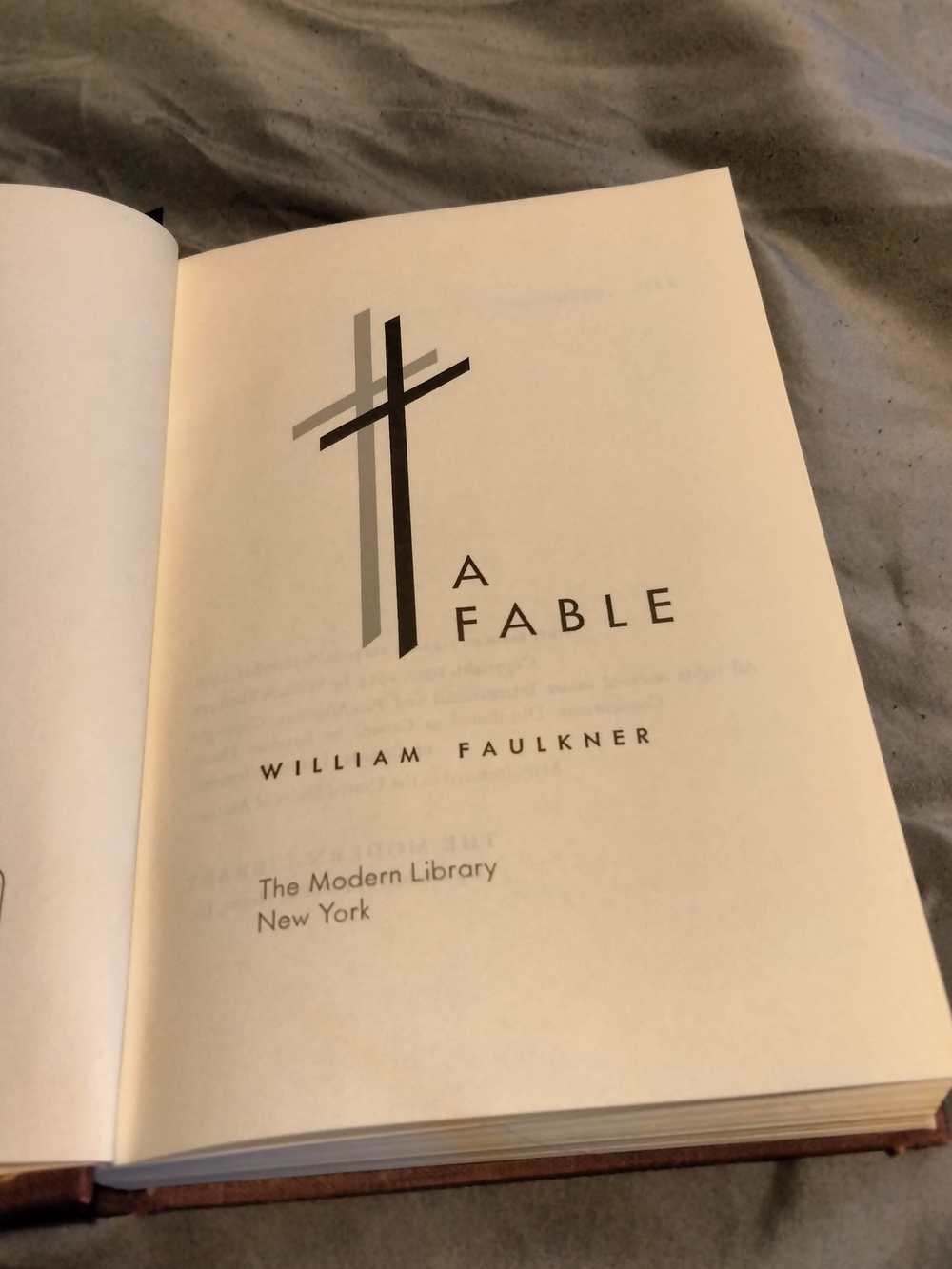 William Faulkner A Fable - Hardcover Book in Cream and Black